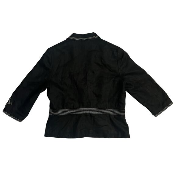 JM Collection Petite 3/4 Sleeve 100% Linen Black Beaded Blazer Jacket Size 10 P - Picture 11 of 13